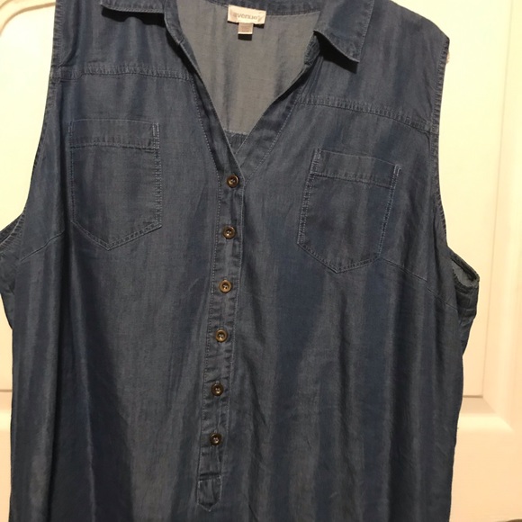 Women sleeveless Denim Shirtdress, Blue size 22/24 - Picture 3 of 6